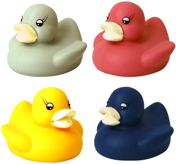 Silicone bath ducks, red, yellow, green or blue - 1 pc