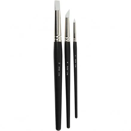 Artist Line Brush, Size 2+6+10 mm, Rubber Brush, 3 pcs.